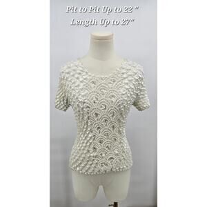 Vintage Textured Coquette Whimsical Romantic Feminine Cream Popcorn Shirt‎